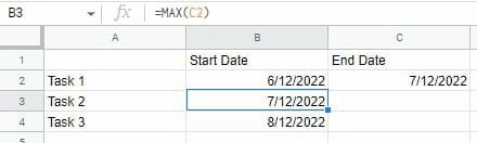 adding a date dependency in Google Sheets