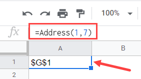 Address formula to get cell adress from the specified column