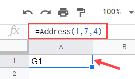 Address formula to get cell adress in relative reference