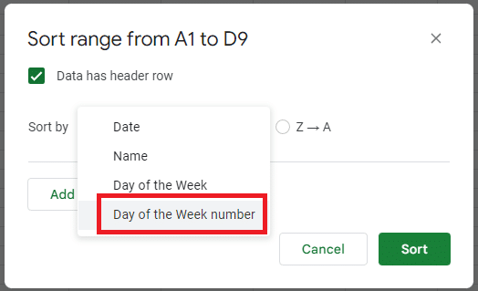 Advanced sorting options