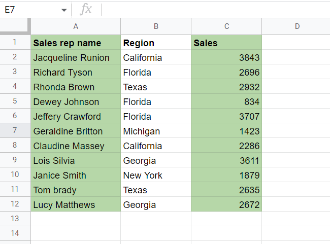 Alternating colors for columns