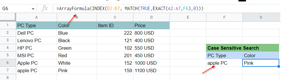 an EXACTMATCH function