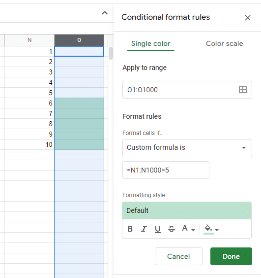 Apply Conditional Formatting to a Column Based on Another Column