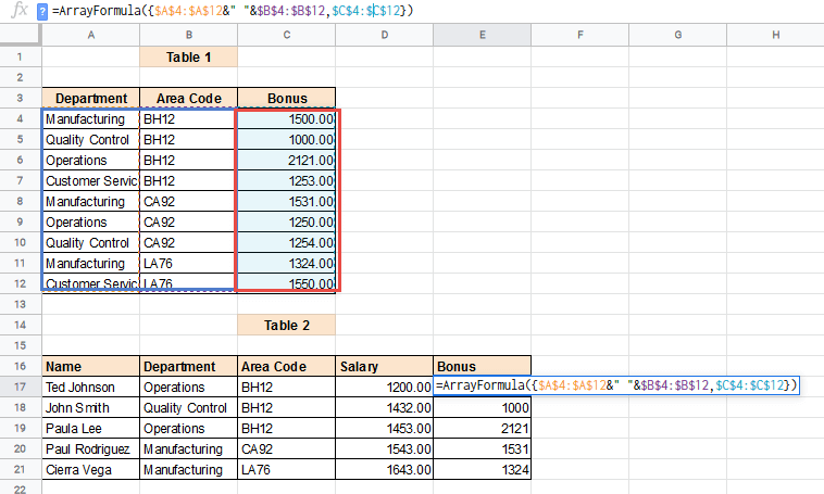 Array VLOOKUP formula explained