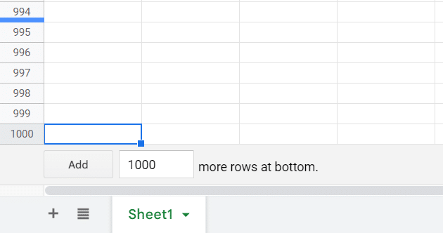 adding more rows at the bottom google sheets