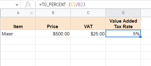  automatically convert the value to percentage using the TO_PERCENT function