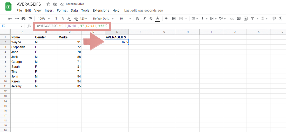 AVERAGEIFS Google Sheets with multiple conditions