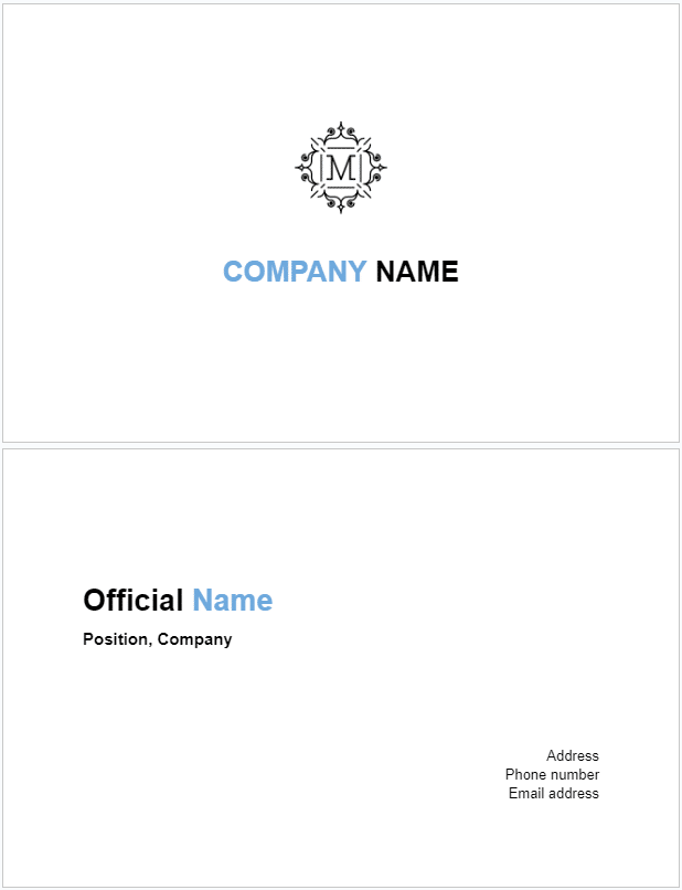 Basic business card template