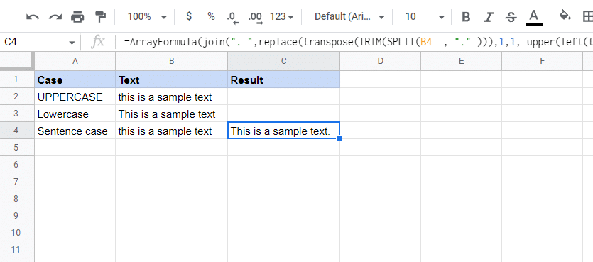 Big Arrayformula to change case