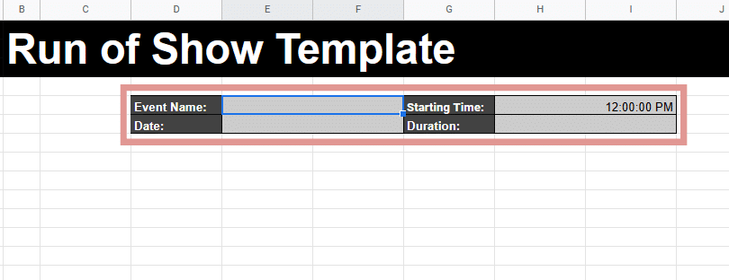 Building a run of show template for Google Sheets