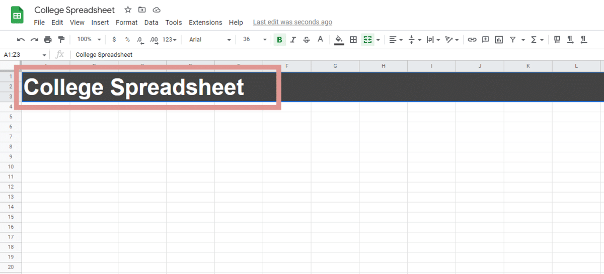 Building the title for a College Application Spreadsheet