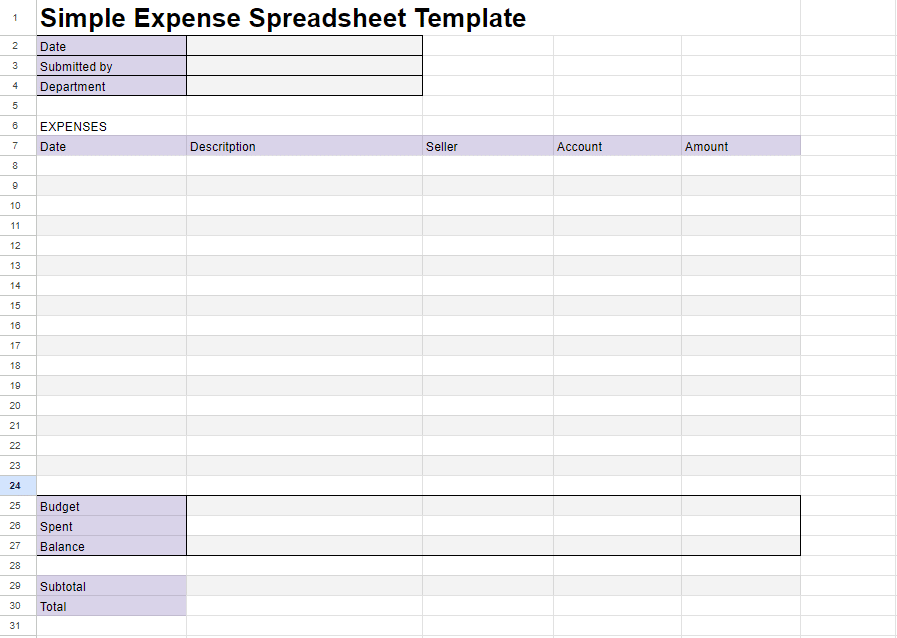 Business Expenses Spreadsheet - 1