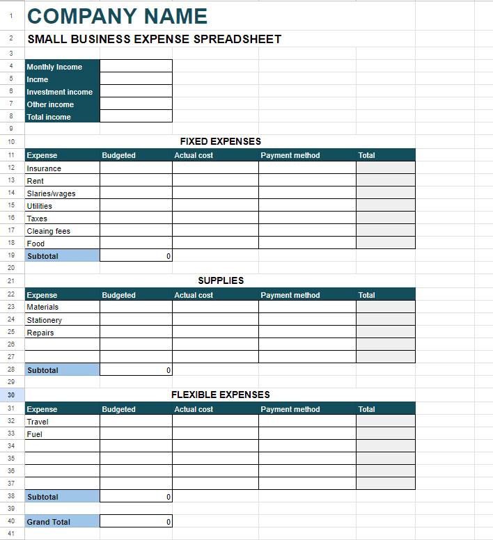 Business Expenses Spreadsheet - 3