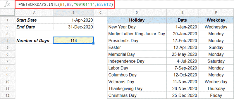 Calculating number of working days in a part time job