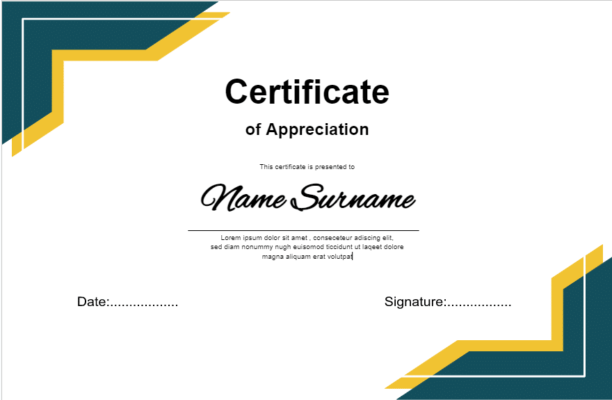 certificate of appreciation template 3