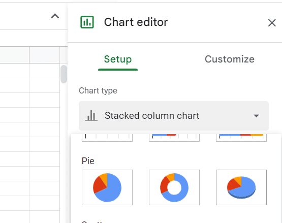 Changing the chart type do different pie charts