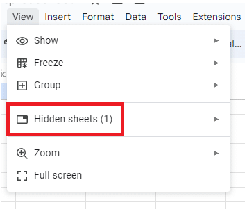 Check hidden sheets