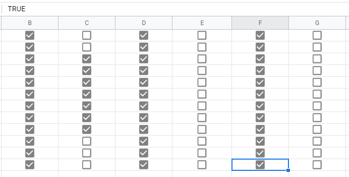 Checkboxes in Google Sheets