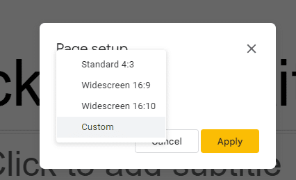 Choose a custom page setup