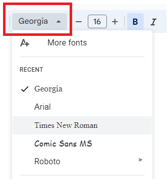 Choose a font from the font drop-down menu and get started.