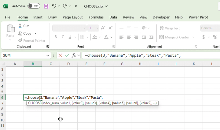 List values as arguments in the Excel CHOOSE Function, where your first argument is your index.