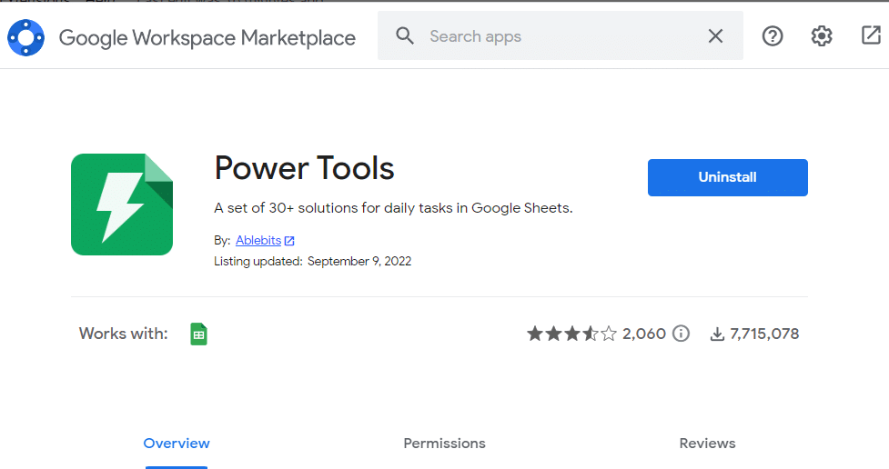 Choose the Power Tools add-on and Click Install.