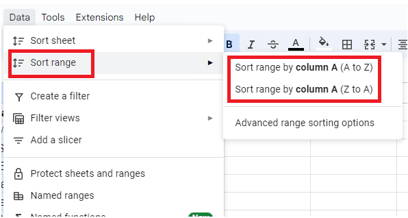 Choose the type of sorting