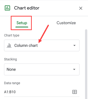 Click on Chart Type drop down