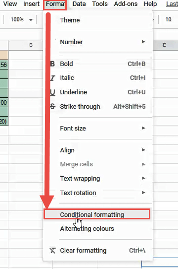 Click on Conditional formatting