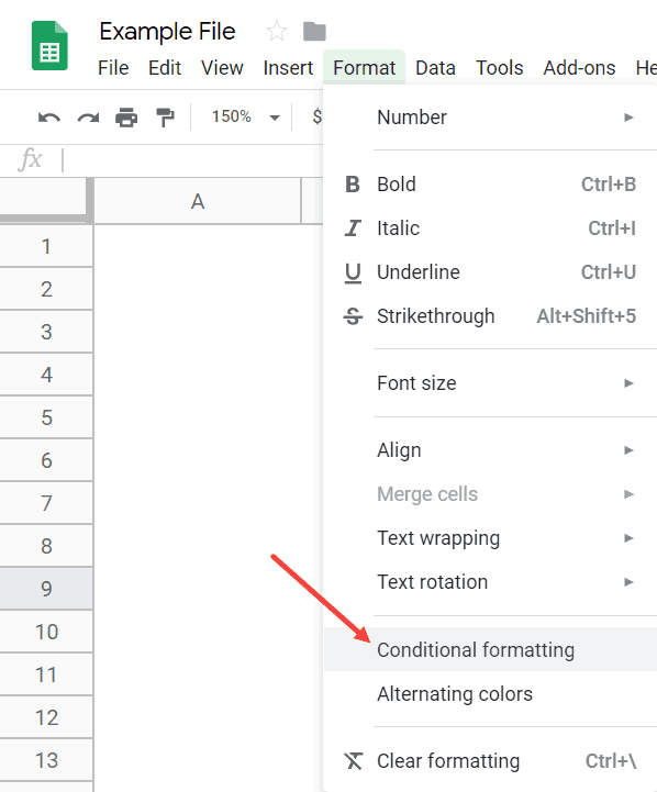 Click on Conditional Formatting