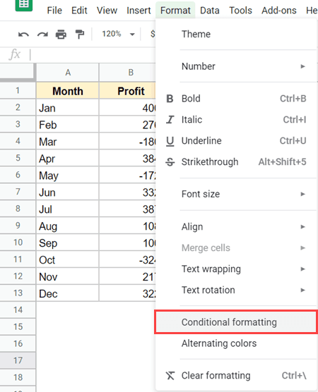 Click on Conditional Formatting