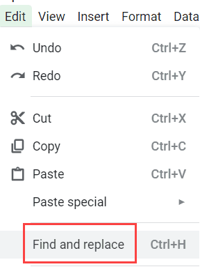 Click on Find and Replace option