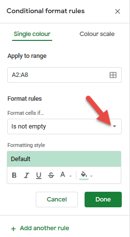 Click on format cells if drop down