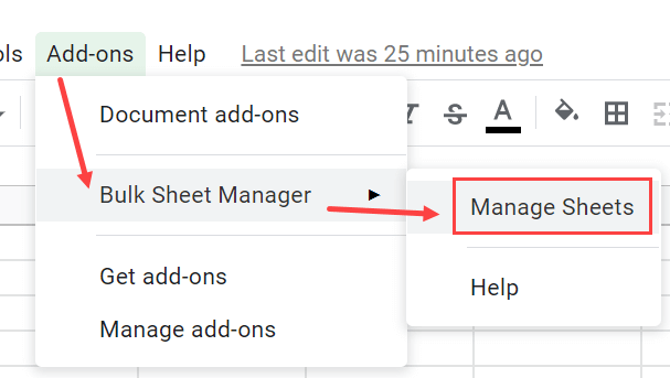 Click on Manage Sheets