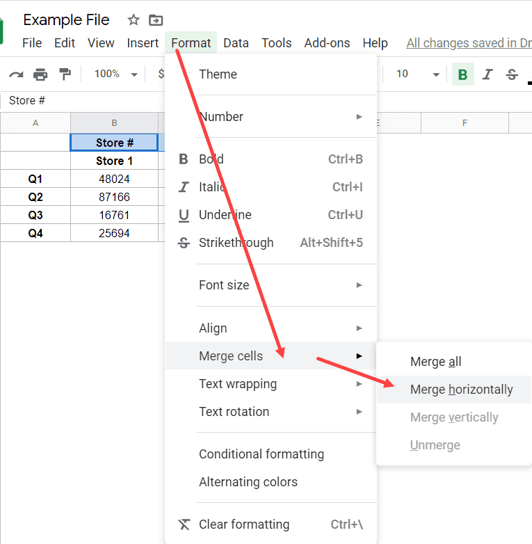 Click on Merge Horizontally