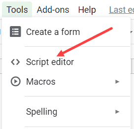 Click on Script Editor to open the Google Apps Script Editor