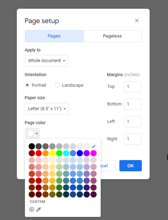 Click on the color dropdown.