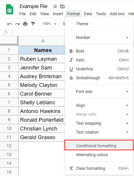 Click on the Conditional Formatting option