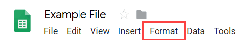 Click on the Format option in the menu in Google Sheets