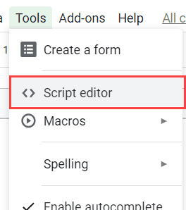 Click on the Script Editor Option