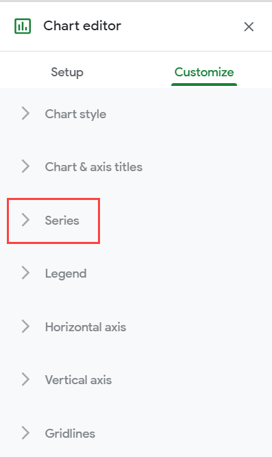 Click on the series option