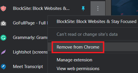 Click Remove from Chrome.