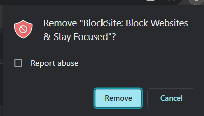 Click Remove in the prompt that appears.