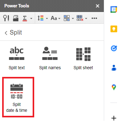 Click Split date & time