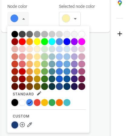 Click the dropdown for Node color and choose a different color.