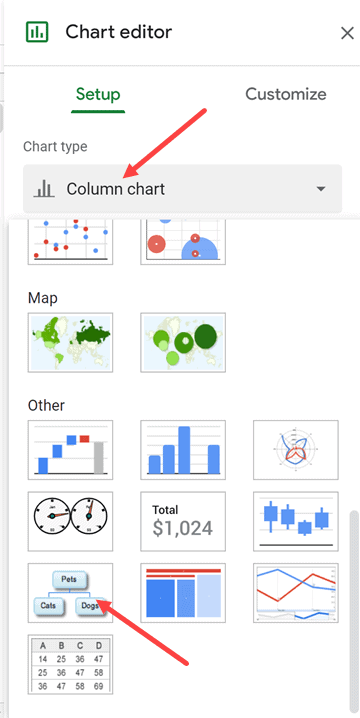 Click the Org Chart chart type