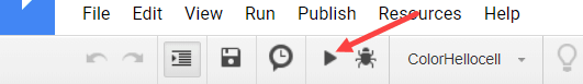 Click the Play button to run the macro in Google Sheets