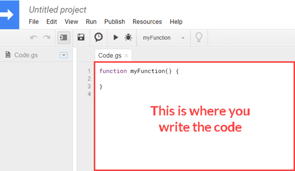 Code Window in Google App Script