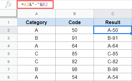 Combine cells with a separator formula