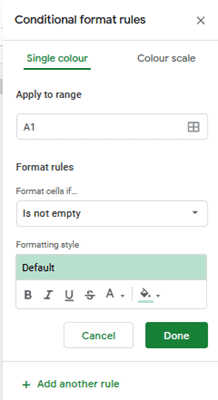 Conditional format rules